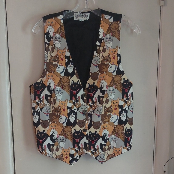 Vintage Idea Nuova Cats Vest Womans M/L Runs Small - Picture 1 of 16